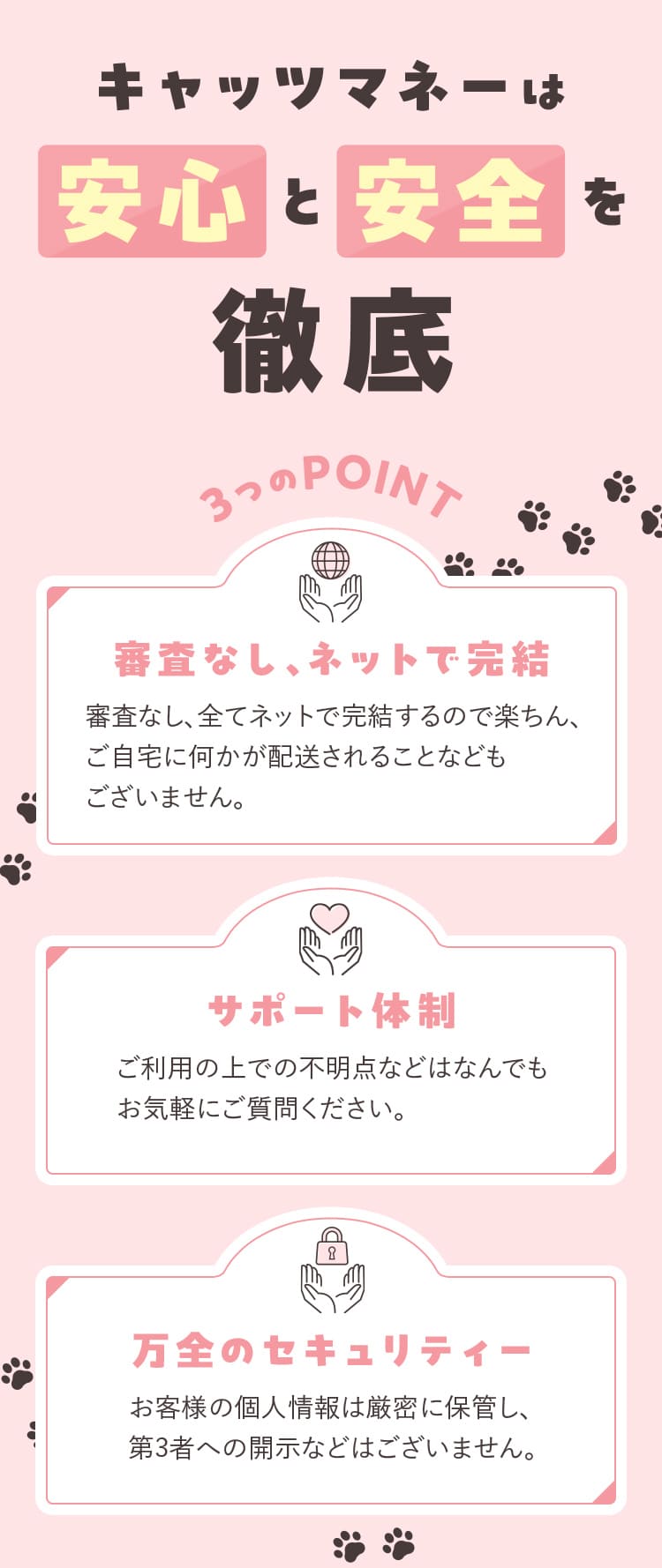 キャッツマネーは安心安全徹底